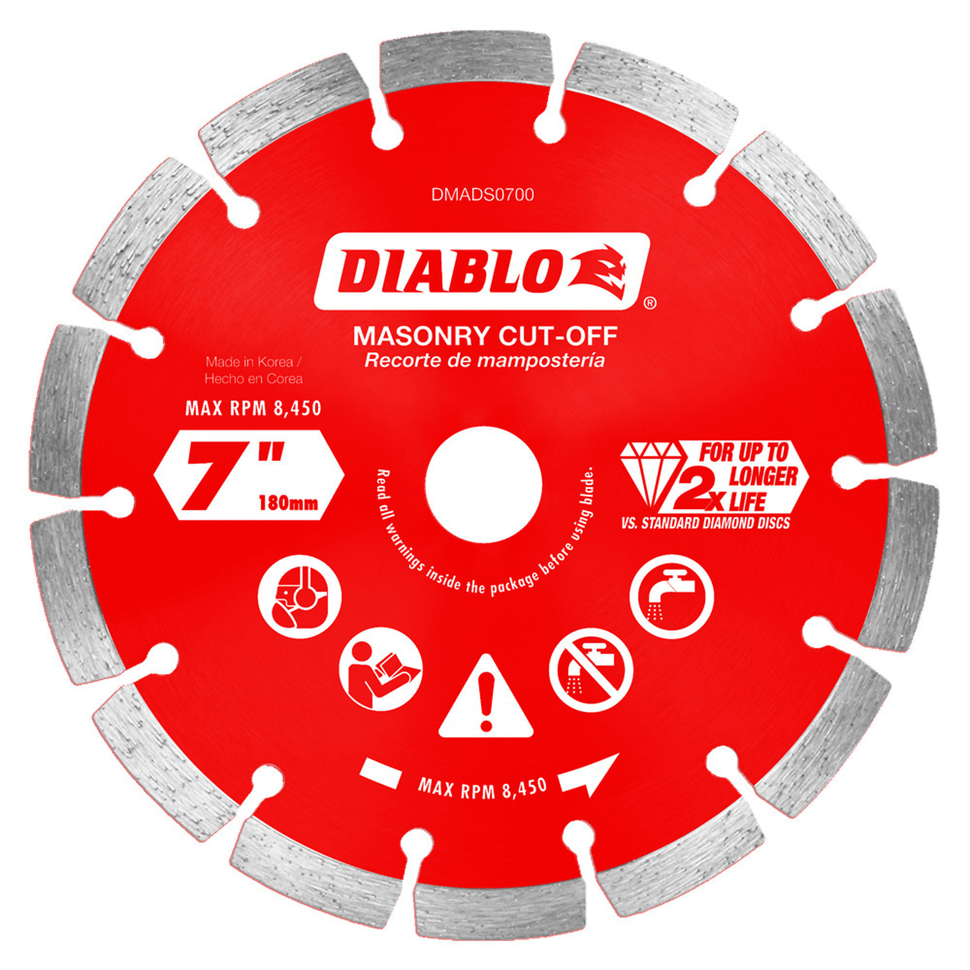 Diablo Tools, 7in. Diamond Segmented Masonry Cut-Off Blade, Blade Diameter 7 in, Model# DMADS0700